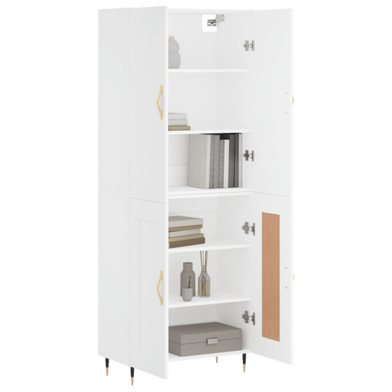 Mickinzie 4 Door Manufactured Wood Wardrobe, White