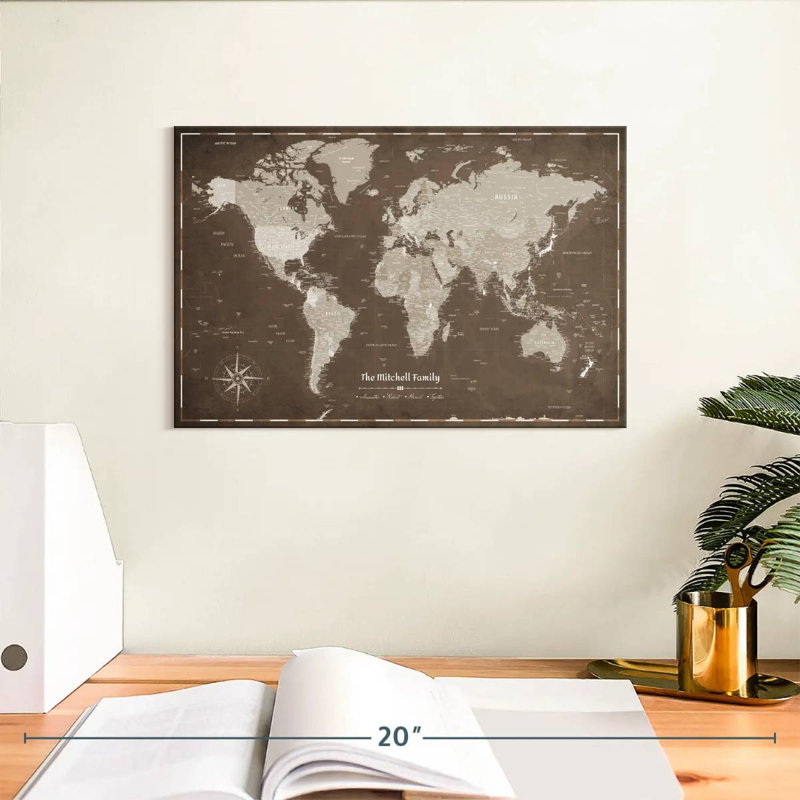 Carte du monde personnalisée, H 8 po x l 12 po, Oui