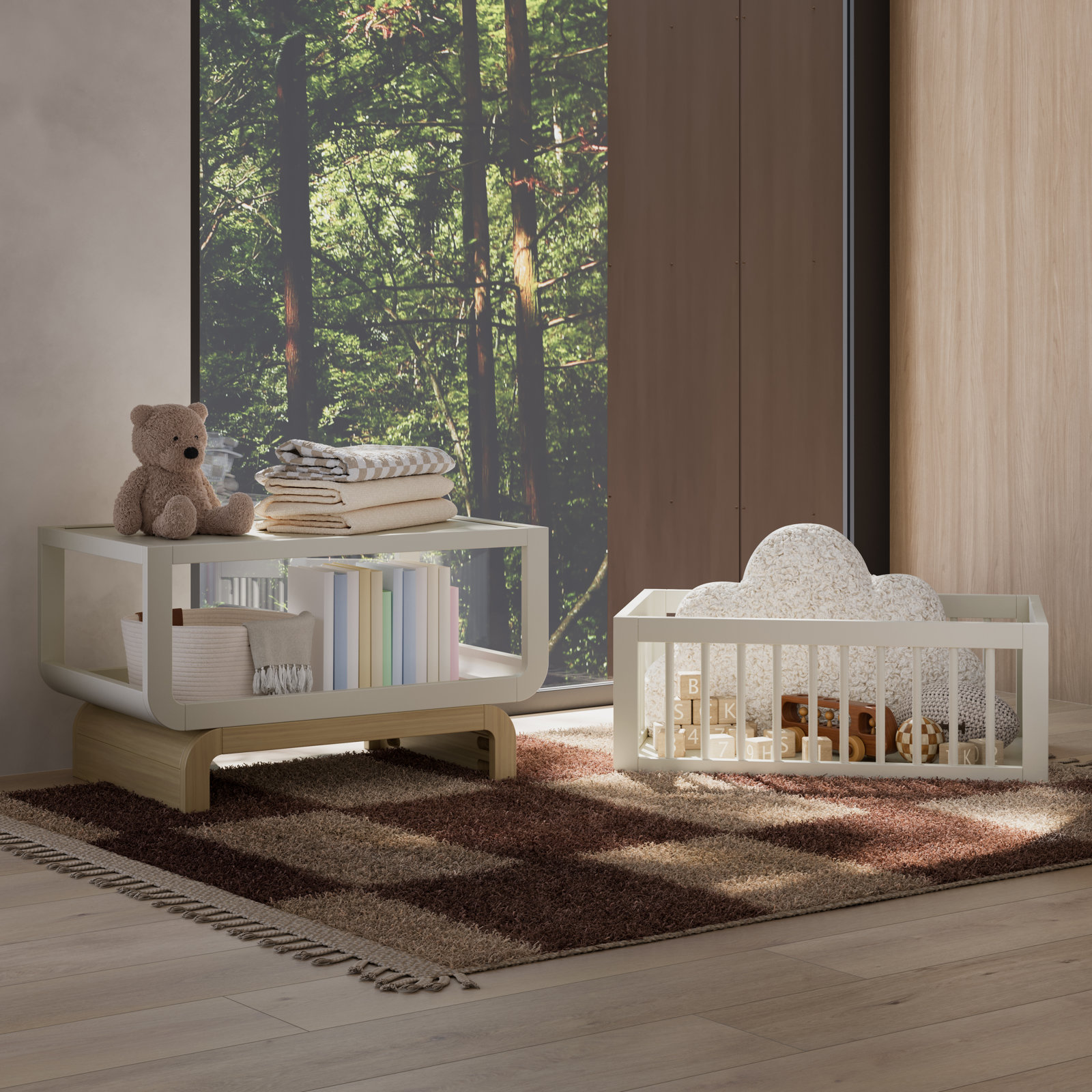 Santorini Convertible Bassinet, Frosted Oat/Driftwood