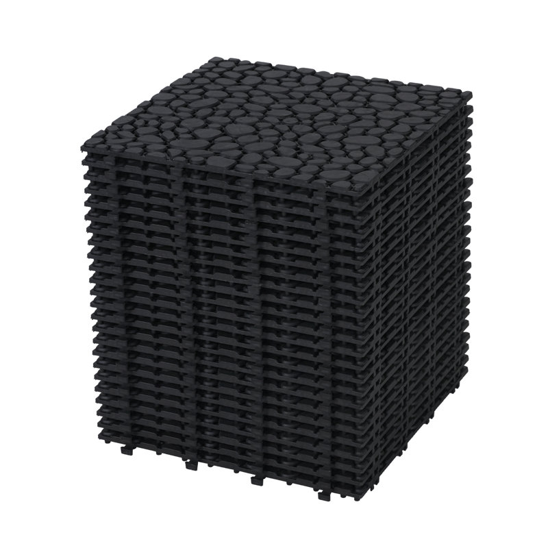 Carreaux de terrasse en plastique imperméables 12 x 12 pouces à motif de galets imperméables (24 pièces)