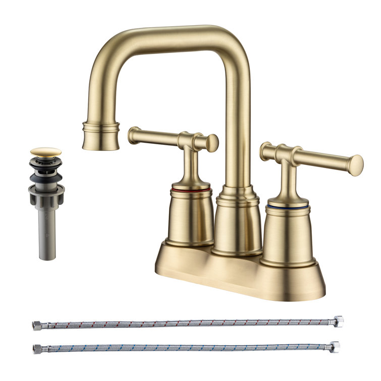 Centerset 2-handle Bathroom Faucet with Drain Assembly