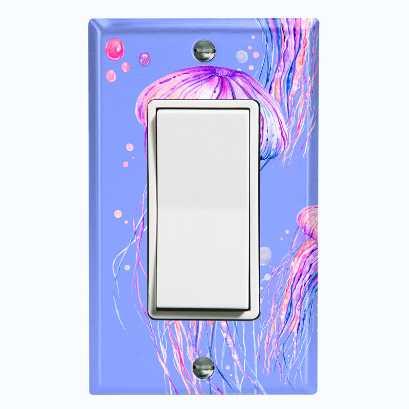 Jelly Fish Pink Party Lavender Nautical & Beach Themed 1 - Gang Rocker Standard Wall Plate