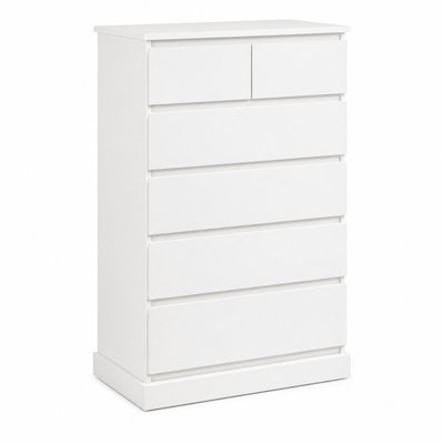 White Tall 6-Drawer Dresser, 45.7" High Modern Chest of Drawers with Concealed Handles for Bedroom, Entryway