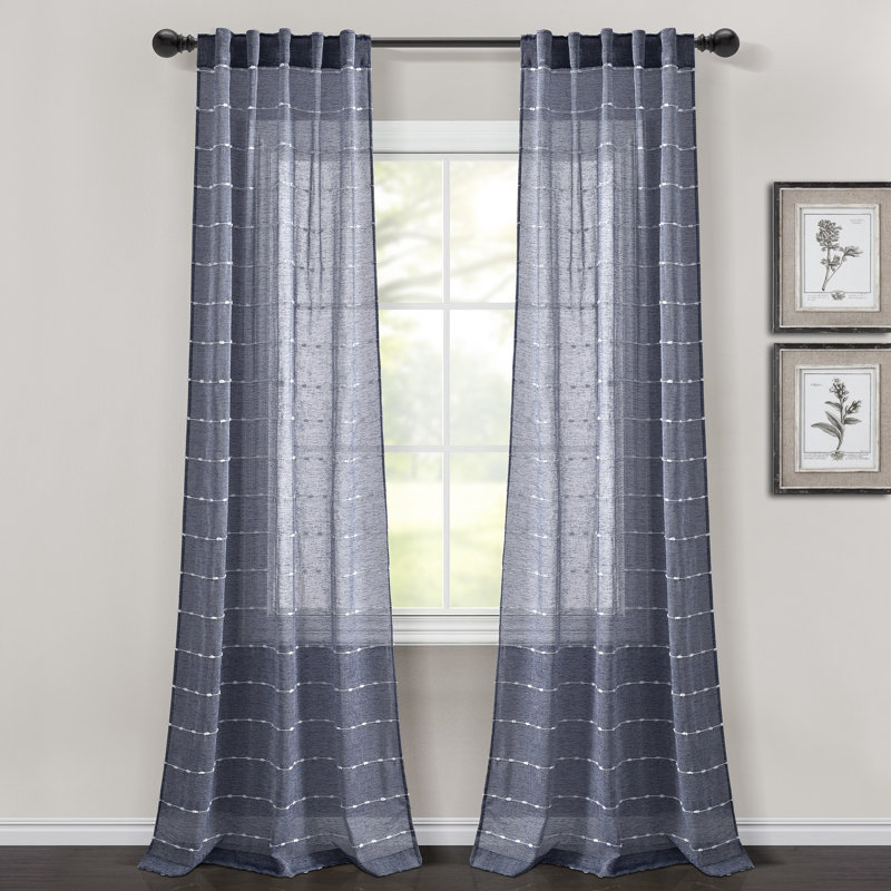 Paire de rideaux transparents , L 38 po x L 84 po, Marine