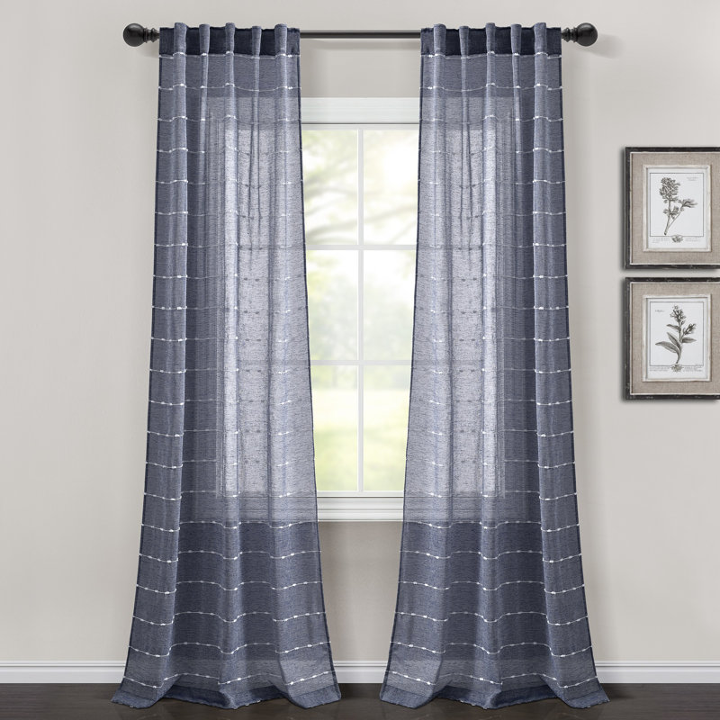 Sheer Curtain Pair, 38" W x 84" L, Navy