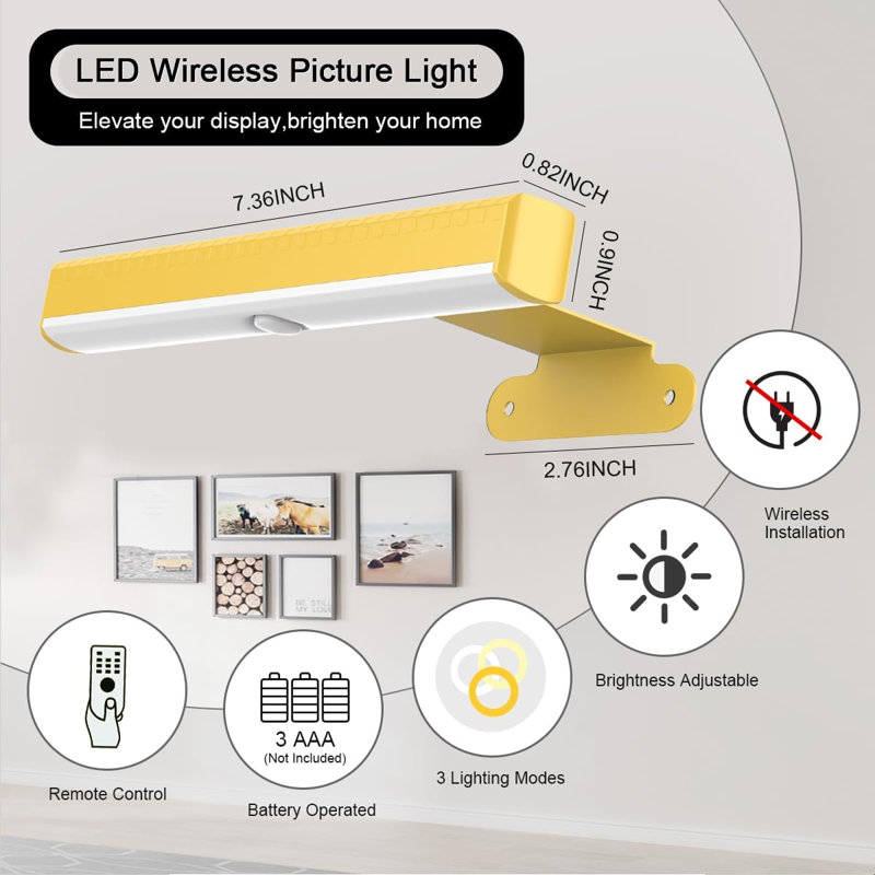 2Pack Wireless Picture Light with Remote,Battery Operated Wall Sconces for Wall Decor