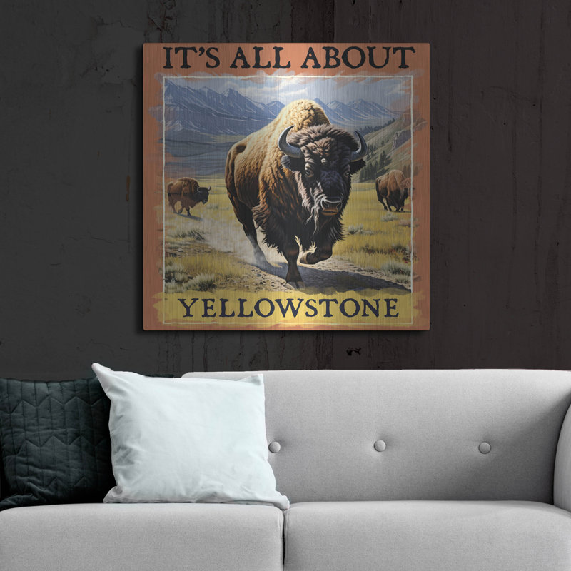  «Yellowstone» par Jim Baldwin, art mural en métal, 36 po x 36 po, H 36 po x l 36 po
