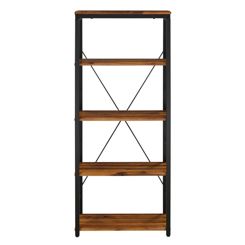 Bibliothèque chêne et noire à 4 tablettes, Chêne / noir, H 54,5 po x l 24,5 po x P 11,5 po