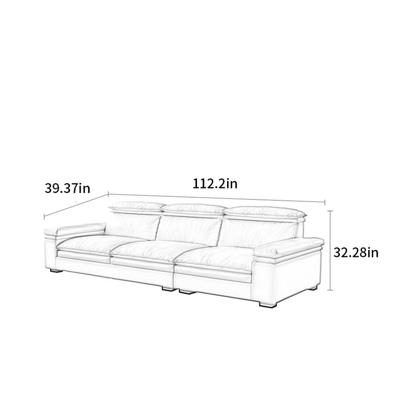 Canapé moderne simple de style crème, H 32,28 po x l 112,2 po x P 39,37 po, 4