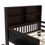 Lit plateforme double avec tableau noir, lit plateforme en bois massif avec tiroirs et tablettes de rangement, conception amusante et peu encombrante, espresso-1169432777