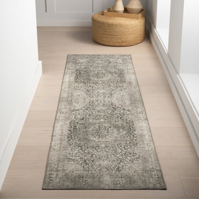 Jeccica Distressed Vintage Medallion Jute Blend Polyester Area Rug