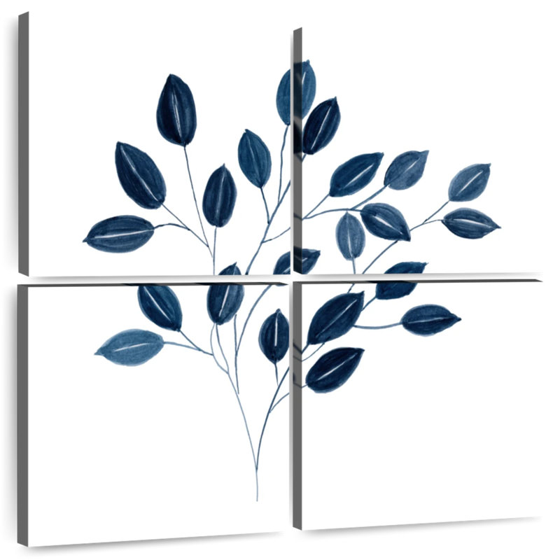 Harnek Navy Leaves I, 74" H x 74" W