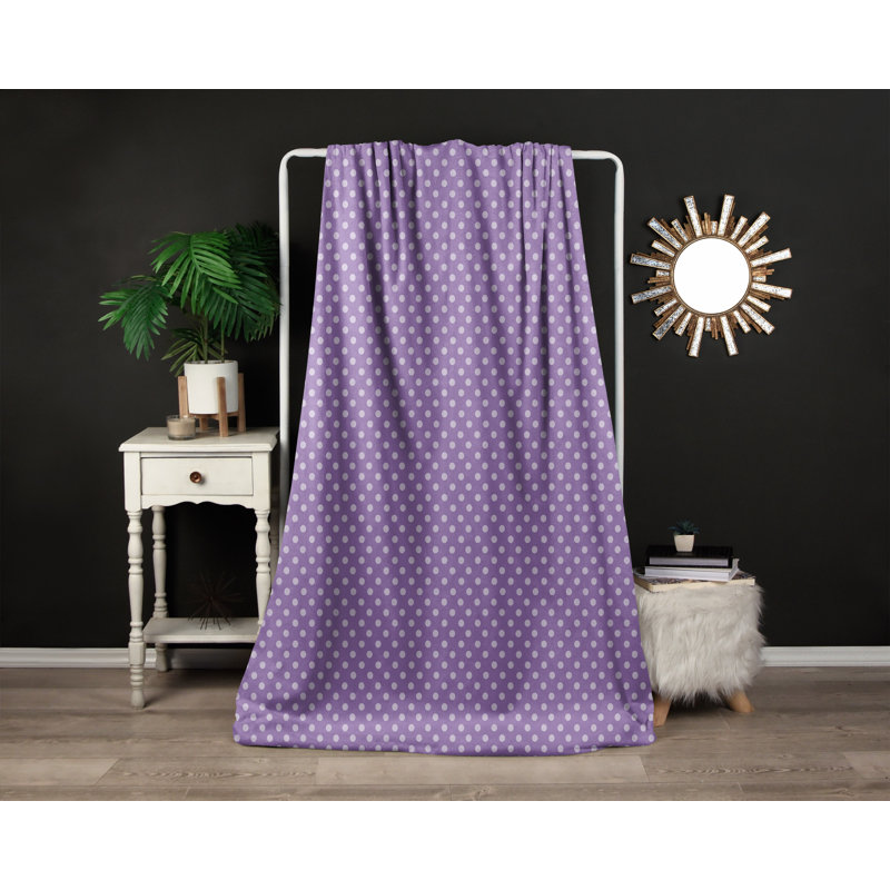 Jeté , L 50 po x L 60 po, Mauve, À pois