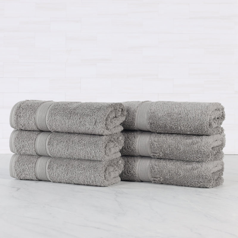 Ensemble de serviettes en coton biologique Lyndon, Argent, Ensemble de 6 serviettes à main