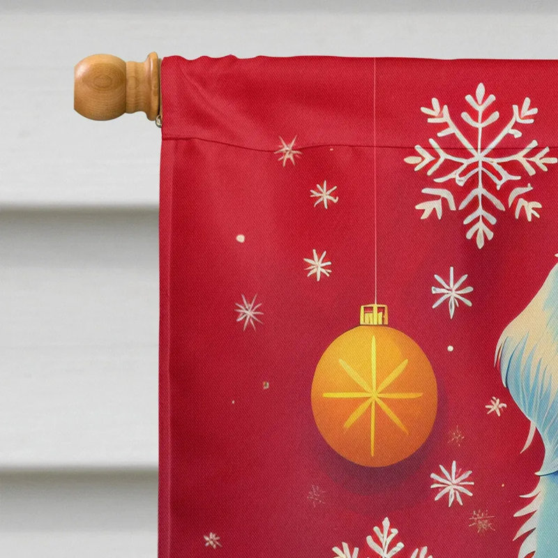 Drapeau de la grande maison de Noël des Grandes Pyrénées - banderole en polyester double face 28 po x 40 po