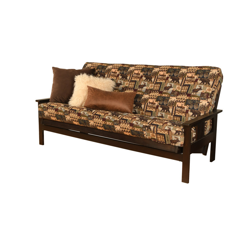 Johnte Full-Size Futon Frame and Full-Size Innerspring Mattress, Espresso, Peter's Cabin, Premium Pocket Coil