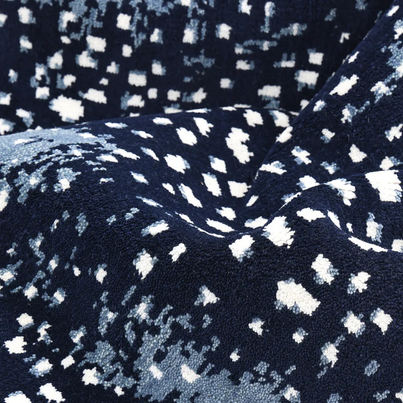 Louis Animal Print Hand-Knotted Wool/Cotton Ivory Area Rug, Rectangle 9' x 12', Blue