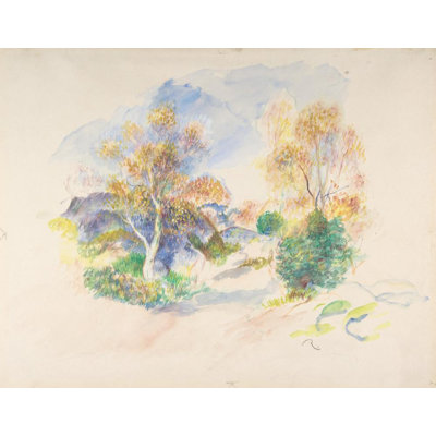«Paysage avec un chemin entre les arbres» par Pierre-Auguste Renoir - Art mural sur toile tendue avec châssis