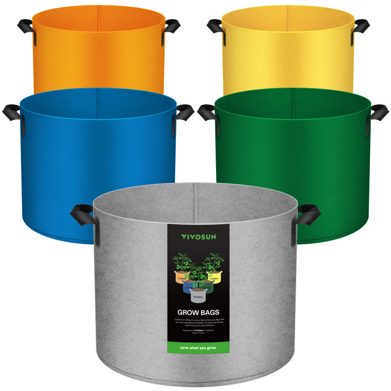 Fabric Coloured Mixed-size Grow Bags with Handles
