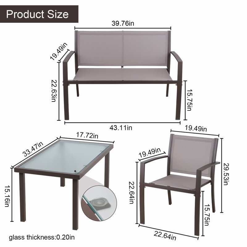 Cull 4 - Person Patio Dining Set with Rectangular Table, Brown