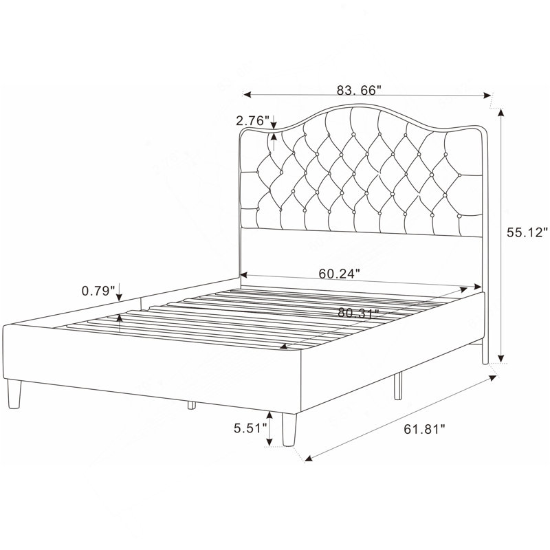 Structure de lit tapissier Luxelegance, Beige