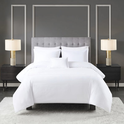 500 Thread Count Cotton Comforter Full/Queen Size, Elegant Embroidered, , Removable Duvet Cover With Zipper & White Color 500Tc , Embroidered Striped Comforter, Inner Corner Ties