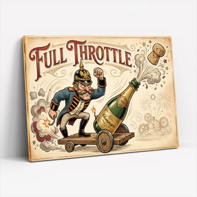 Full Throttle Vintage Champagne Bottle And Soldier Canvas Wrapped Wall Art Set Of 1