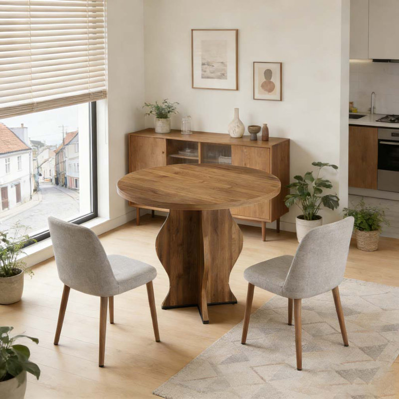 31.5 Inch Small Round Dining Table, Walnut