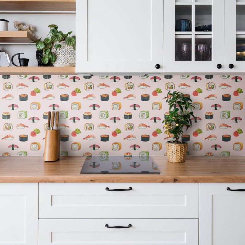 Self Adhesive Vinyl Splashback Wall Panel Sticker Tile Peel Stick 100x50 cm Cartoon sushi