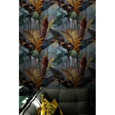 Rouleau de papier peint à feuilles tropicales