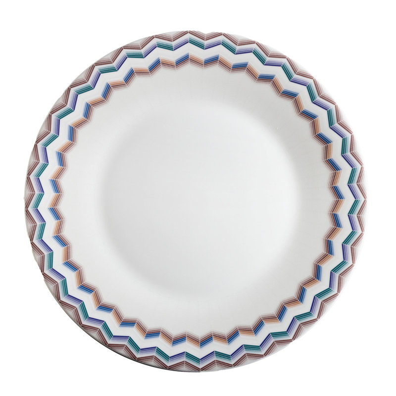 Ensemble de 148 assiettes plates Zig Zag Jarris Diam. 10,75 po, Jarris 148