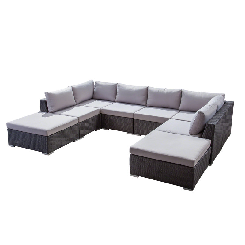 Ansonia Outdoor 8 Piece Sectional Seating Group with Cushions