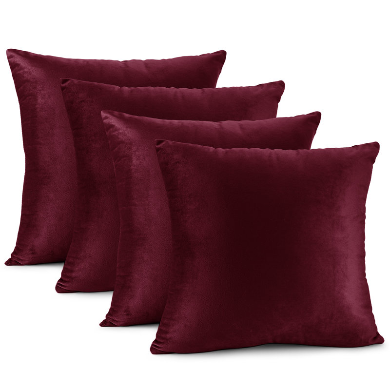 Velvet Reversible Pillow Cover, 20"H x 20"W, Burgundy Red