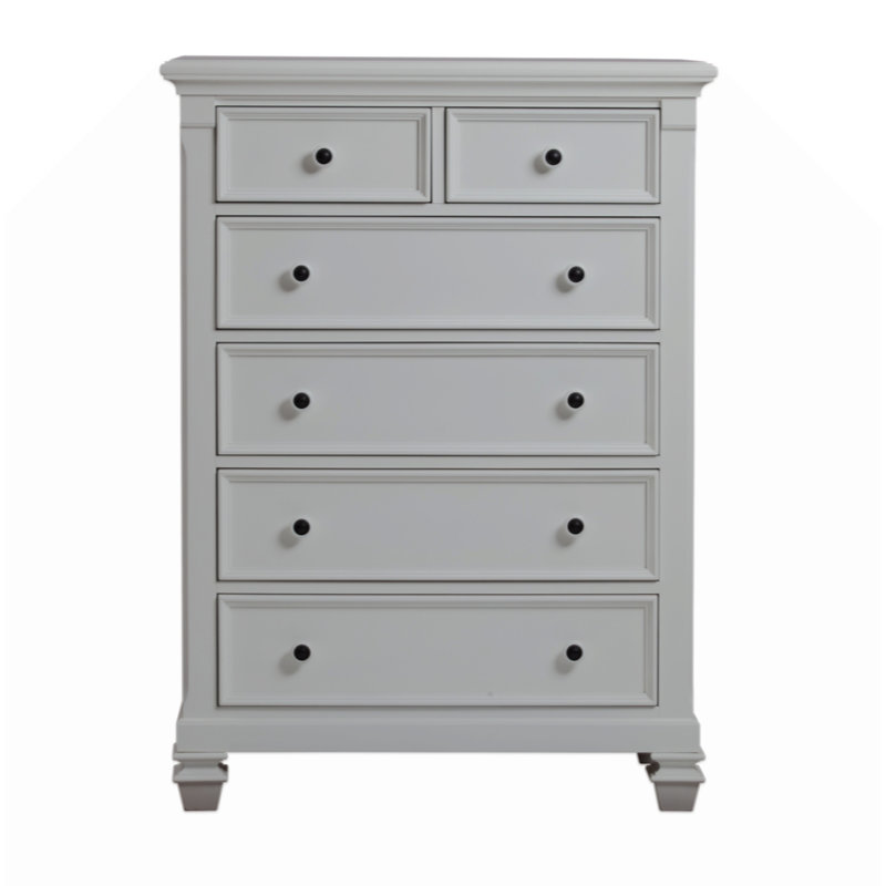 Commode 6 tiroirs Elleshia blanc pur