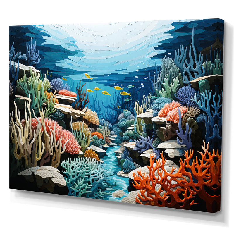 Rêve de récif marin sous l'eau, H 12 po x l 20 po x P 1 po, Toile tendue