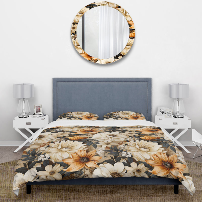 Motif bohème Earthy Elegance - ensemble de housse de couette floral - microfibre de polyester