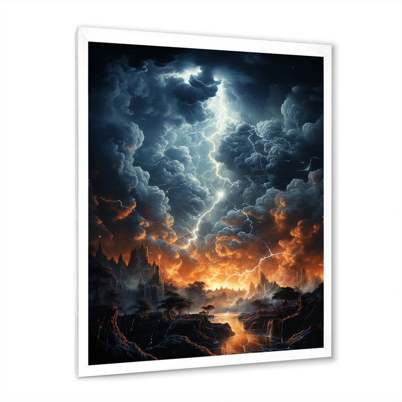 Linell Lightning Dynamic Illumination - reproduction sur toile, Cadre photo blanc, H 32 po x l 24 po x P 1 po