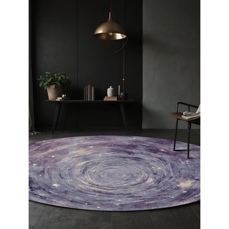 Tapis mauve lavable à la machine, Rond 5 pi