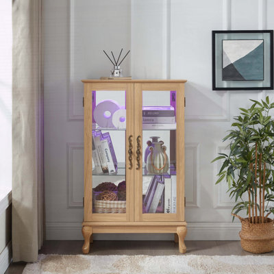 Vitrine avec portes en verre trempé et tablettes réglables