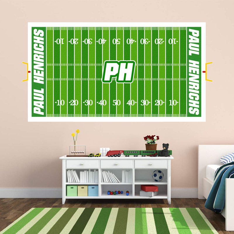 Adhésif décoratif champ de football personnalisé, Vert, 16 po x 32 po