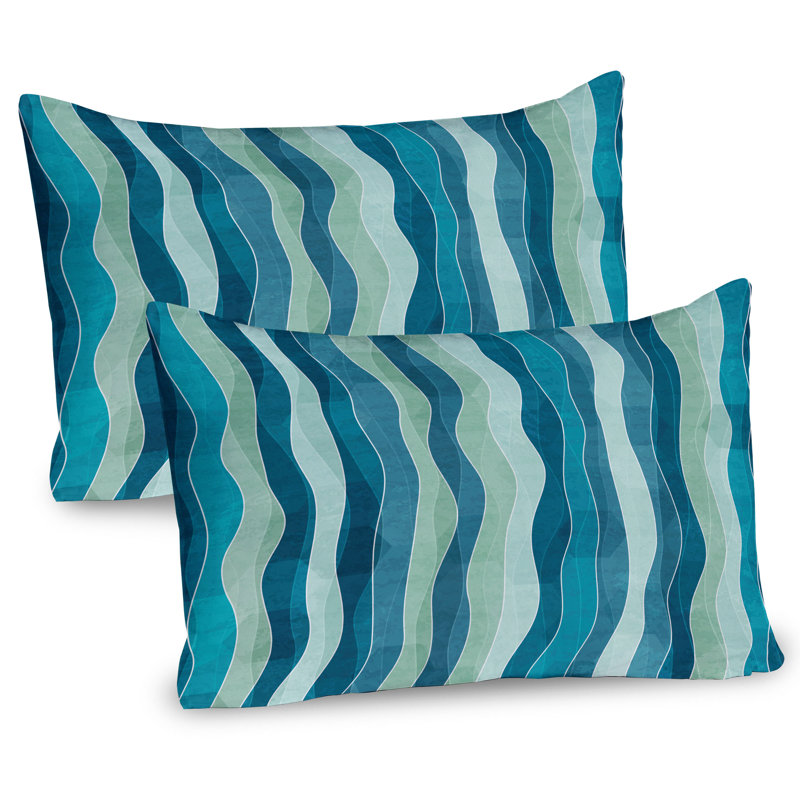 Ambesonne Abstract Pillow Sham 2 Pack Grunge Wave Pattern 26"x20" Blue and Almond Green, 20"H x 30"W
