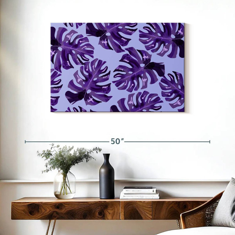 Harnek mauve à feuilles de Monstera, H 24 po x l 36 po