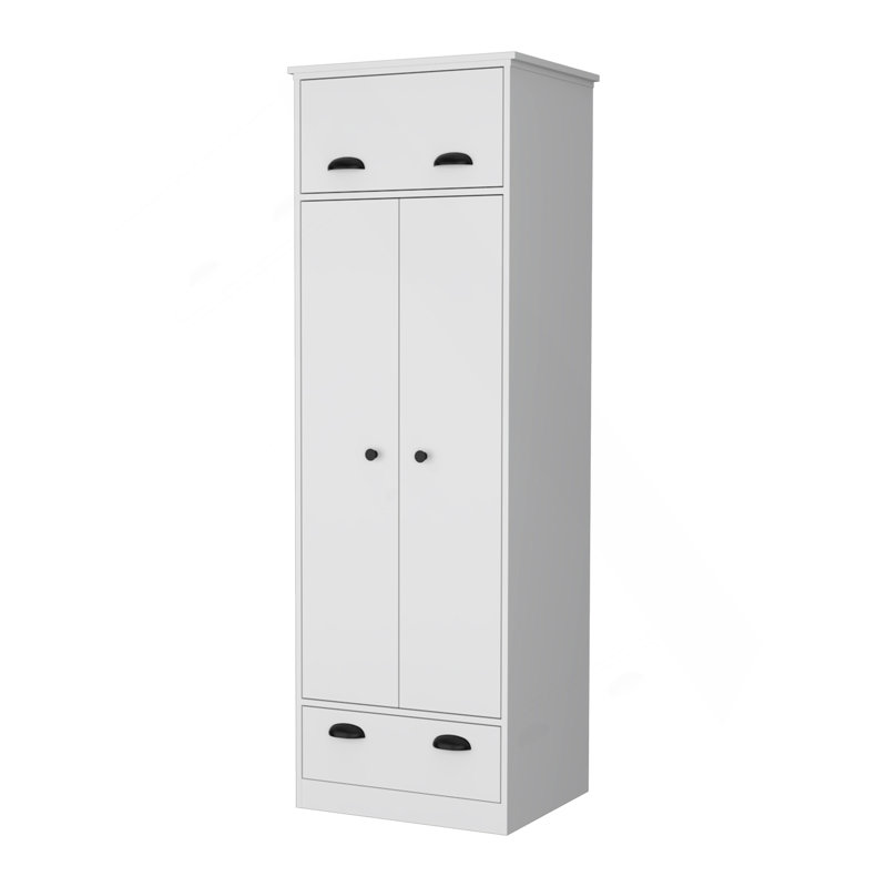 Linch Armoire With Hinged Drawer, Double Door Cabinet And 1-Drawer