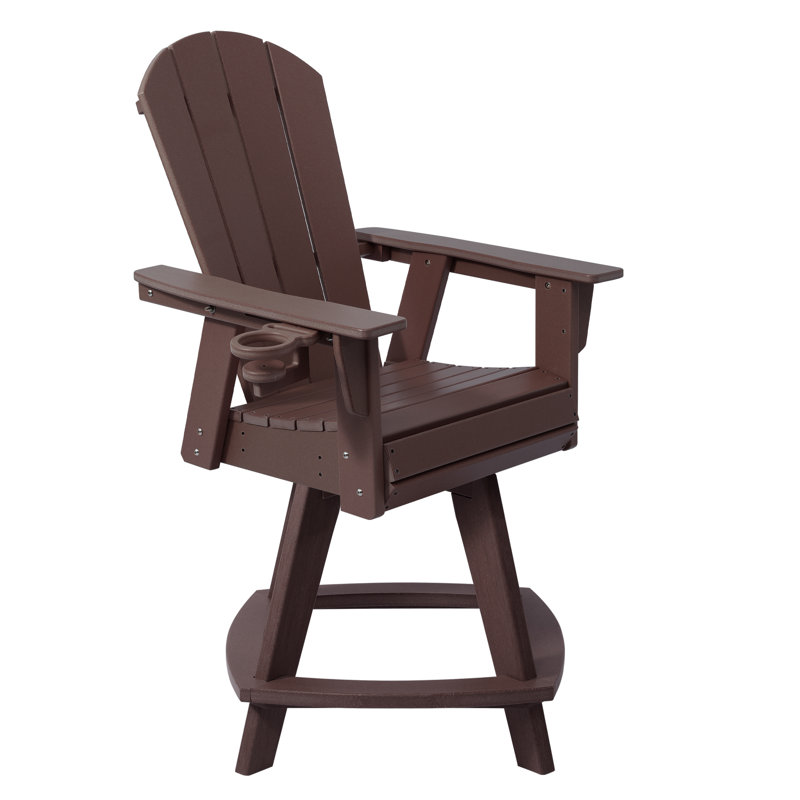 Chaise de comptoir pivotante avec porte-gobelet Adirondack, Dark Brown, 24.5"