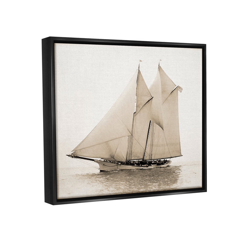 «Vintage Ship», photographie sur toile par Graffi * Tee Studios, Cadre flottant noir de jais, H 17 po x l 21 po x P 1,7 po