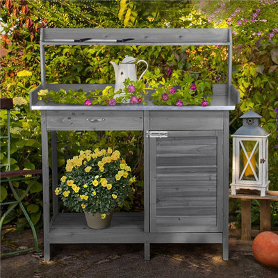 Outdoor Garden Potting Bench Table Work Bench Metal Tabletop