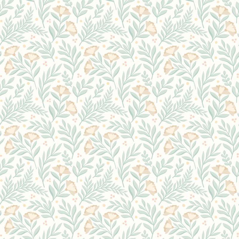 Petite Posy Seafoam Smooth Matt Wallpaper, Blue