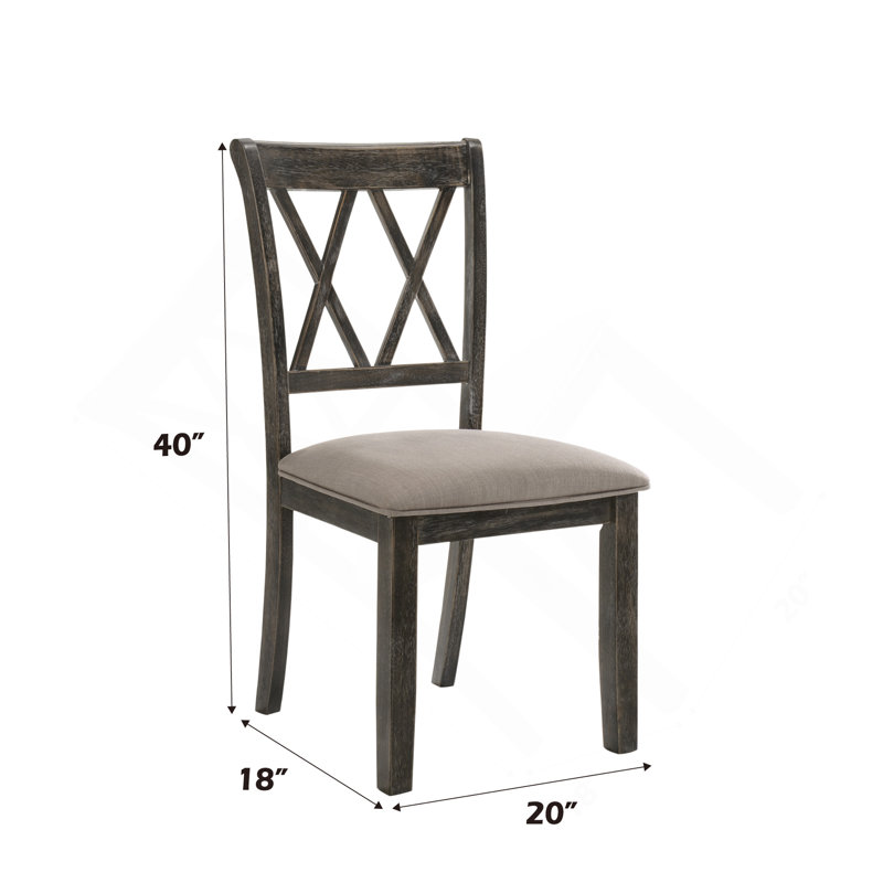 Ensemble de 2 chaises d'appoint en tissu beige et gris vieilli Claudia II