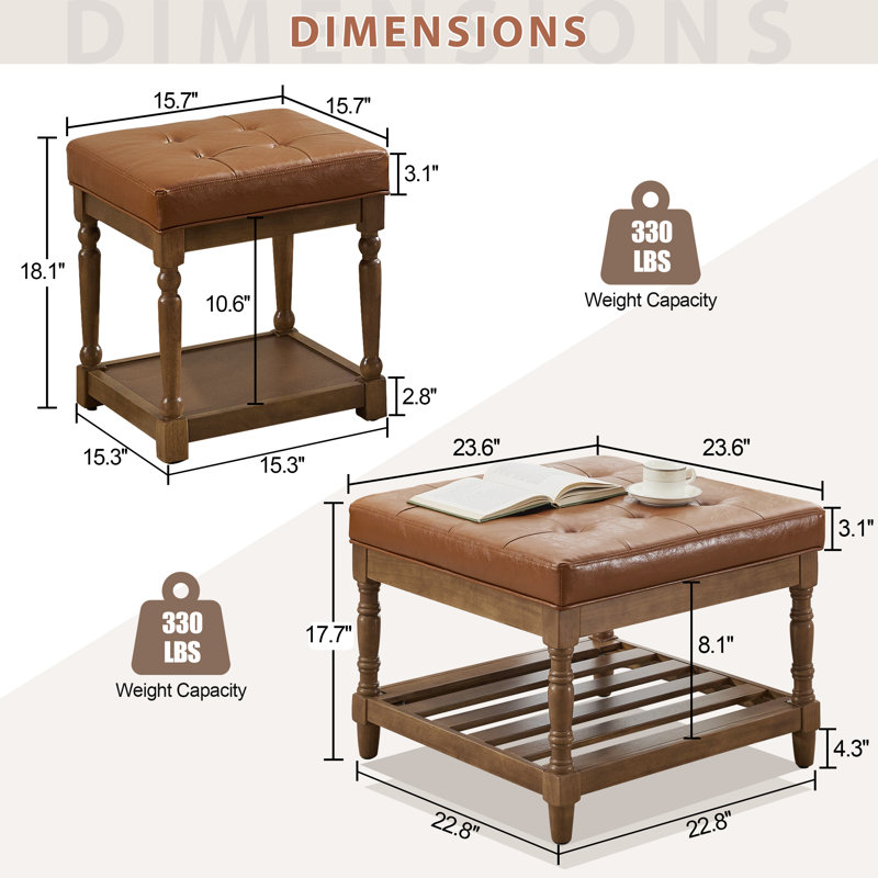  Ensemble de 4 tables basses et table de bout avec rangement Gladis, Plateau brun / base brun foncé