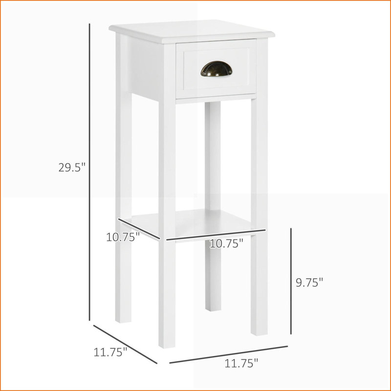 Table basse peu encombrante avec rangement à 2 niveaux et tiroir pour le salon / la chambre à coucher, Blanc